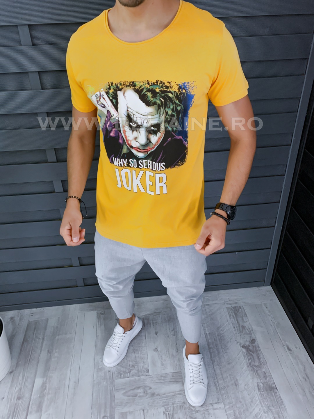 Tricou barbati slim fit mustar b1280 p12-2